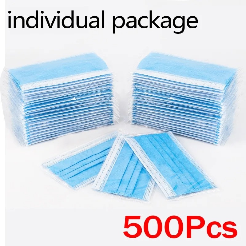 Disposable Mask Blue - Masques jetables pour adultes, emballage individuel,