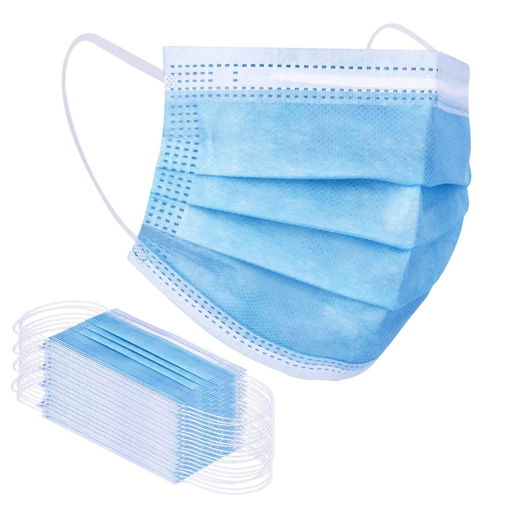 Disposable Mask Blue - Masque facial jetable bleu 100 pièces,