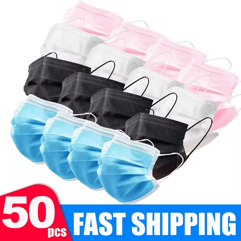 Disposable Mask Blue - 50 pièces unisexe 3 couches Masque
