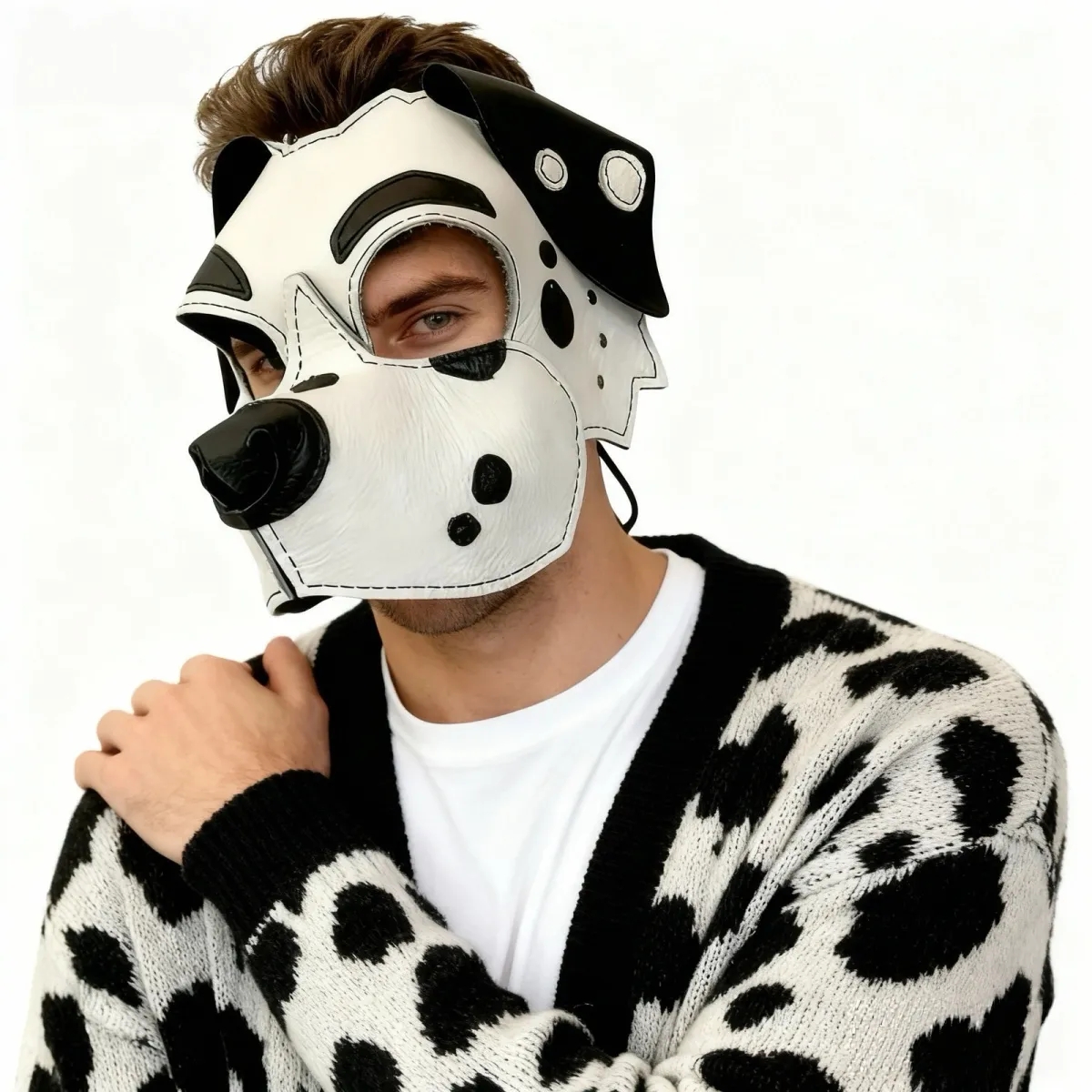 Respirator Half Face - Masque de chien Dalmatien en cuir,