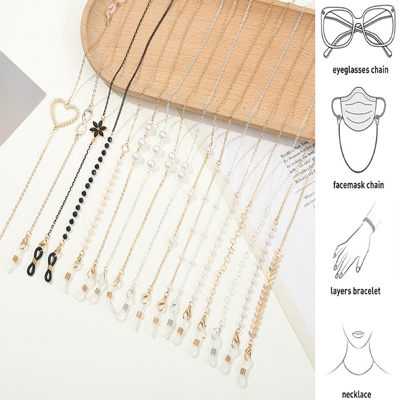 Mask Chain Holder - Chaîne de lunettes pour femmes, perles,