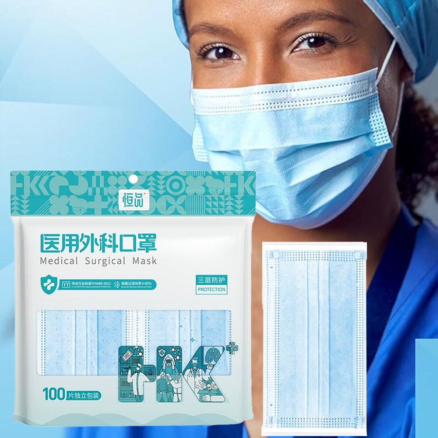 Disposable Mask Blue - Masques jetables pour adultes, emballage individuel,