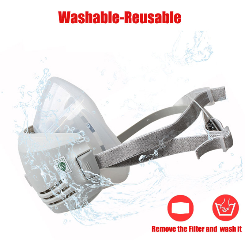 Respirator Half Face - Masque à Gaz Anti-poussière en Silicone,