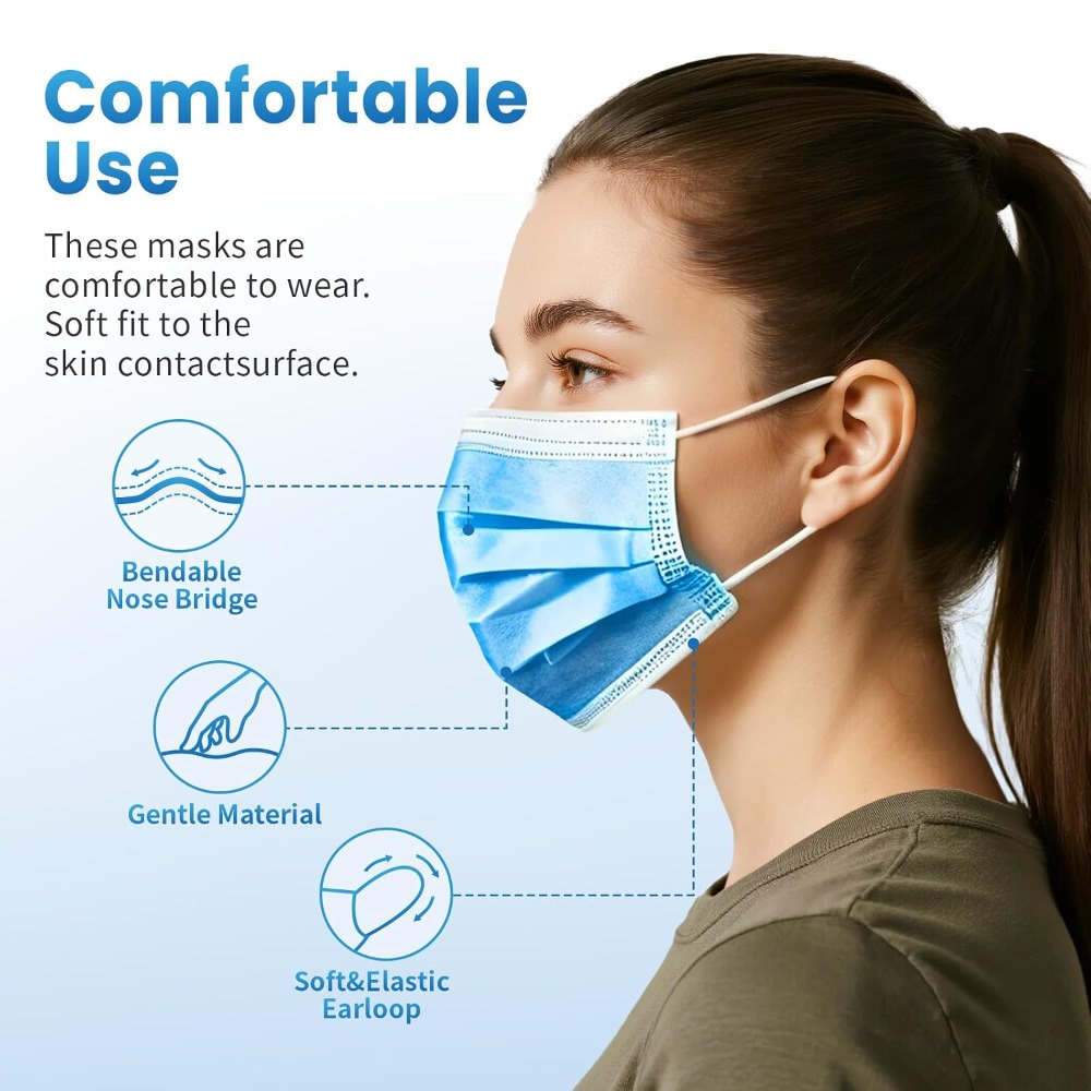 Masque facial jetable bleu 100 - Disposable Mask Blue avis et prix