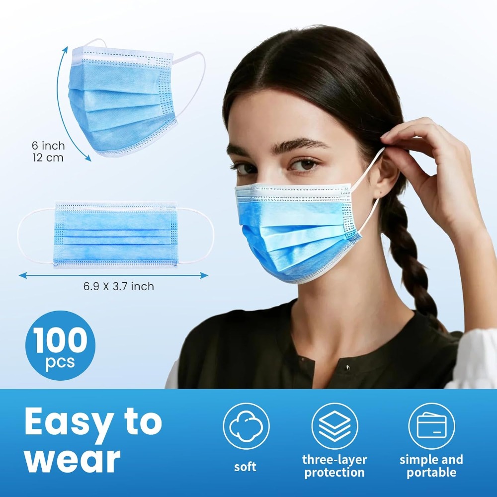 Masque facial jetable bleu 100 - Disposable Mask Blue avis et prix